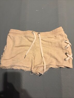 Derek Heart Tan Lace-Up Drawstring Athletic Shorts